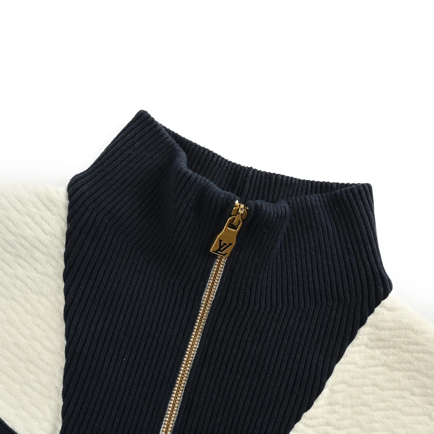 Louis Vuitton/Louis Vuitton 24Fw stand collar striped contrast zipper knitted jacket